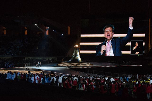 3月21日，國(guó)際特奧會(huì)主席施萊弗在閉幕式上致辭。新華社記者孟濤攝